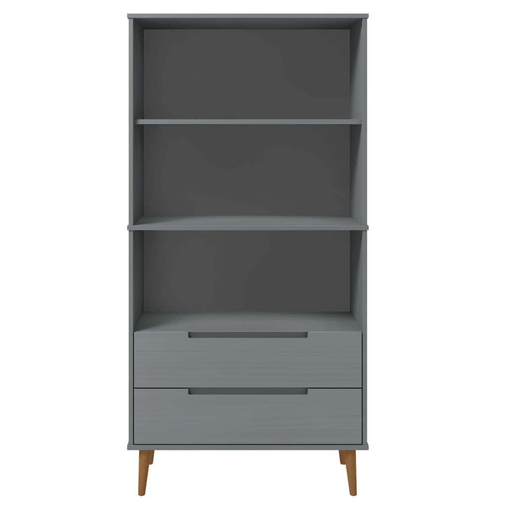 Boekenkast Molde 85X35X170,5 Cm Massief Grenenhout Grijs