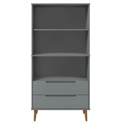 Boekenkast Molde 85X35X170,5 Cm Massief Grenenhout Grijs