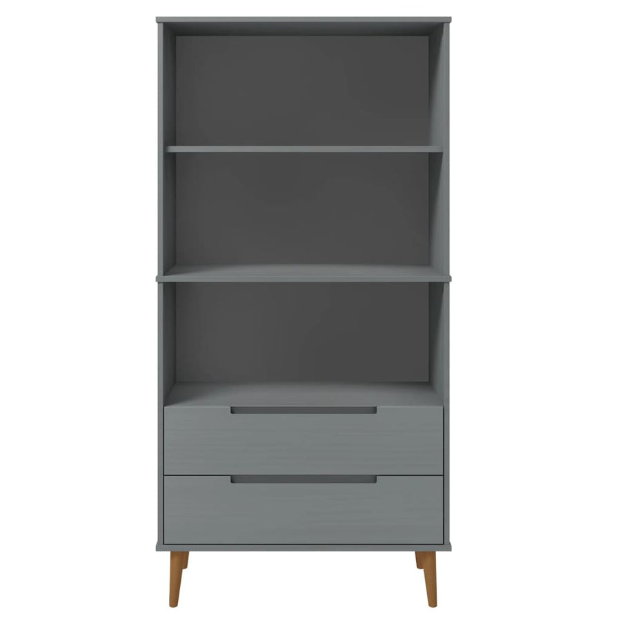 Boekenkast Molde 85X35X170,5 Cm Massief Grenenhout Grijs