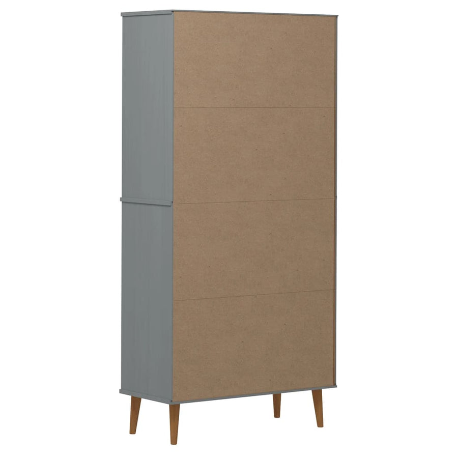 Boekenkast Molde 85X35X170,5 Cm Massief Grenenhout Grijs