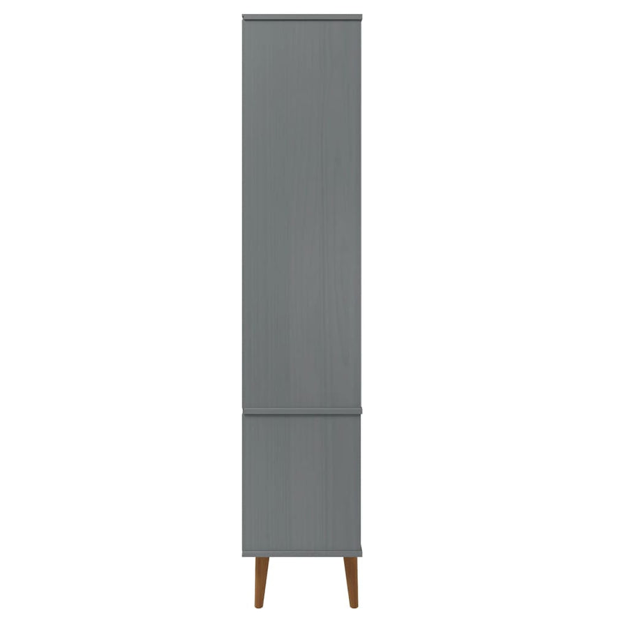 Vitrinekast Molde 90X35X175 Cm Massief Grenenhout Grijs