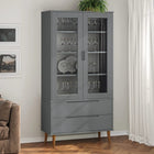 Display cabinet MOLDE 90x35x175 cm solid pine grey