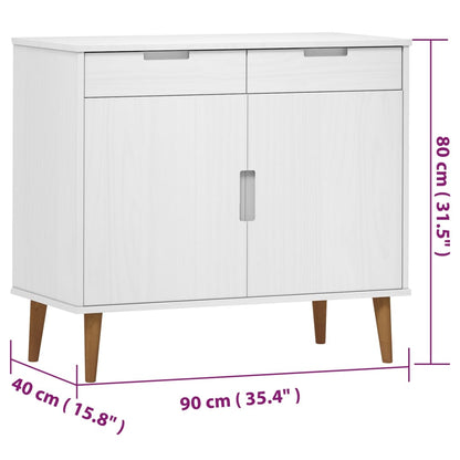 Dressoir Molde 90X40X80 Cm Massief Grenenhout Wit