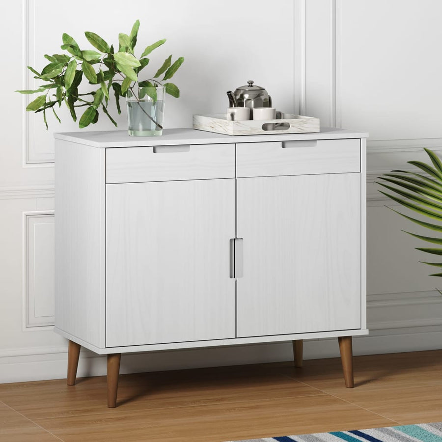 Dressoir Molde 90X40X80 Cm Massief Grenenhout Wit