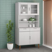 Opzetkast 90x35x100 cm massief grenenhout wit