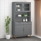Opzetkast 90x35x100 cm massief grenenhout grijs
