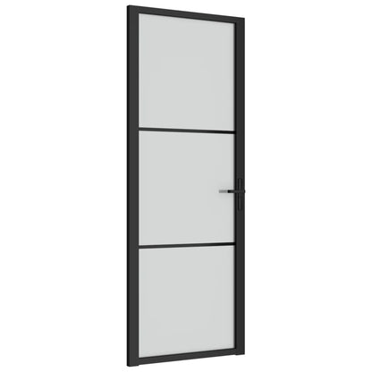 Binnendeur 76X20,5 Cm Glas En Aluminium Zwart En Mat 76 x 201.5 cm 2 horizontale stangen