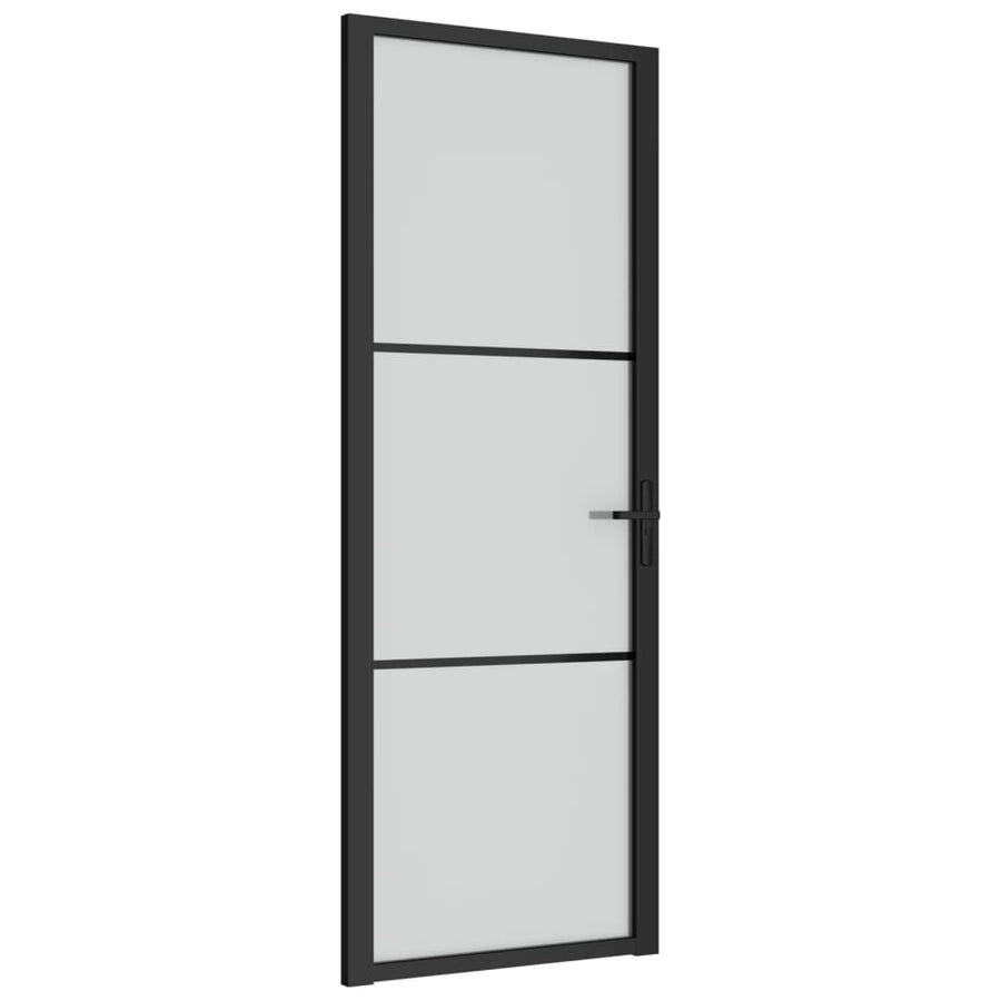 Binnendeur 76X20,5 Cm Glas En Aluminium Zwart En Mat 76 x 201.5 cm 2 horizontale stangen