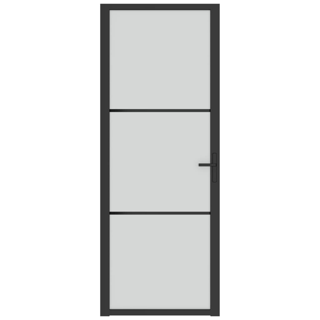 Binnendeur 76X20,5 Cm Glas En Aluminium Zwart En Mat 76 x 201.5 cm 2 horizontale stangen