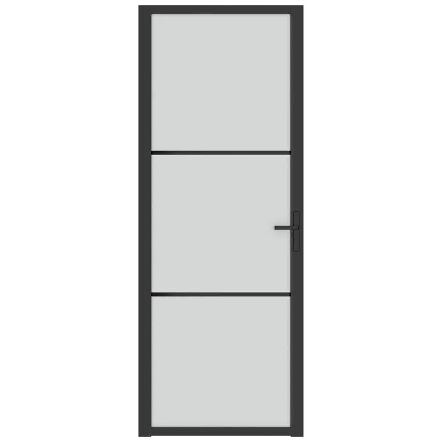 Binnendeur 76X20,5 Cm Glas En Aluminium Zwart En Mat 76 x 201.5 cm 2 horizontale stangen