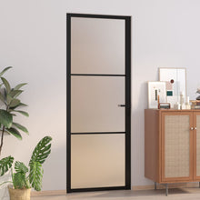 Binnendeur 76X20,5 Cm Glas En Aluminium Zwart En Mat 76 x 201.5 cm 2 horizontale stangen