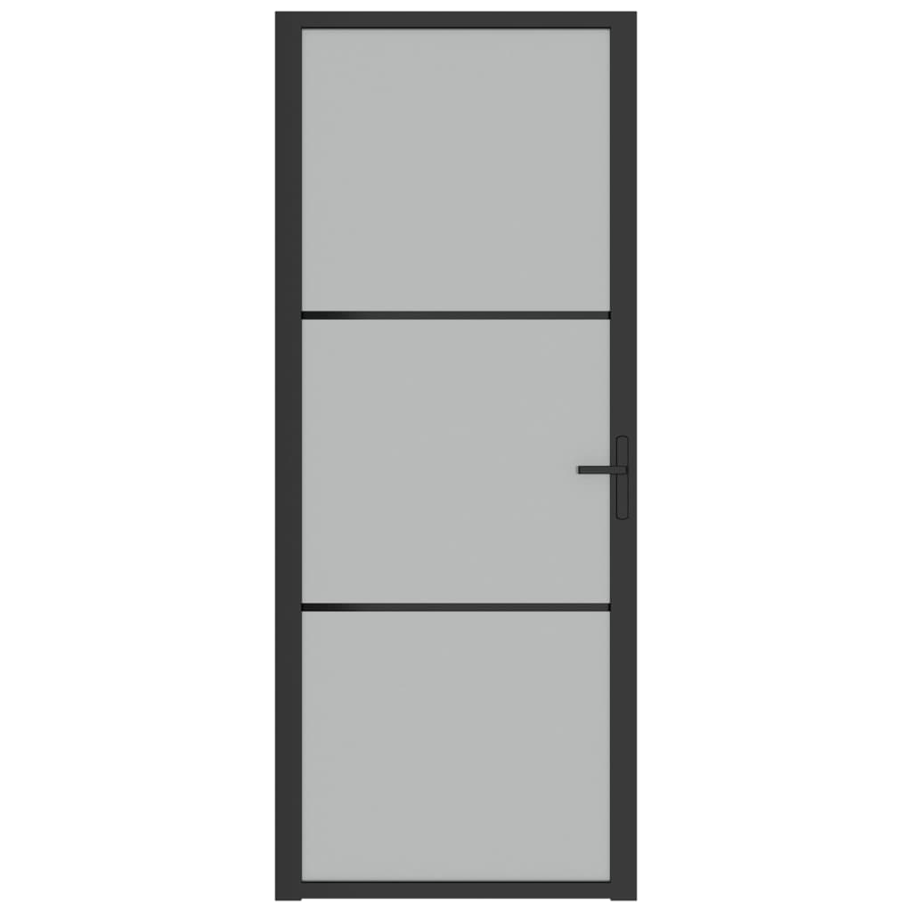 Binnendeur 83X20,5 Cm Glas En Aluminium Zwart En Mat 83 x 201.5 cm 2 horizontale stangen