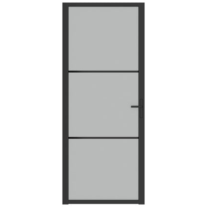 Binnendeur 83X20,5 Cm Glas En Aluminium Zwart En Mat 83 x 201.5 cm 2 horizontale stangen