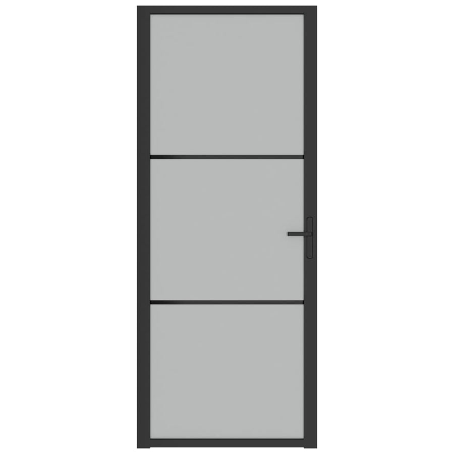 Binnendeur 83X20,5 Cm Glas En Aluminium Zwart En Mat 83 x 201.5 cm 2 horizontale stangen