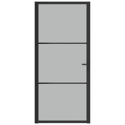 Binnendeur 93X20,5 Cm Glas En Aluminium Zwart En Mat 93 x 201.5 cm 2 horizontale stangen