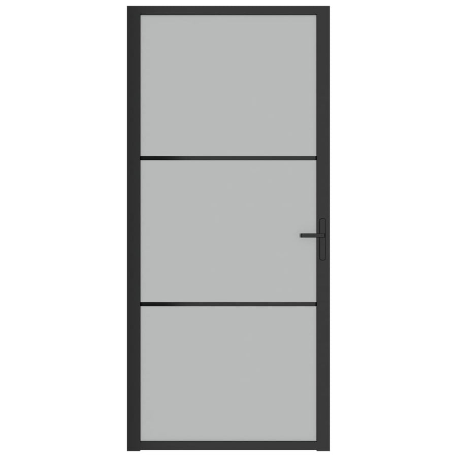 Binnendeur 93X20,5 Cm Glas En Aluminium Zwart En Mat 93 x 201.5 cm 2 horizontale stangen