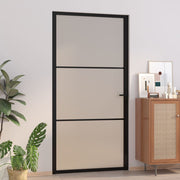 Interior door 102.5x201.5 cm frosted glass and black aluminum
