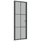 Binnendeur 76x201,5 cm matglas aluminium zwart
