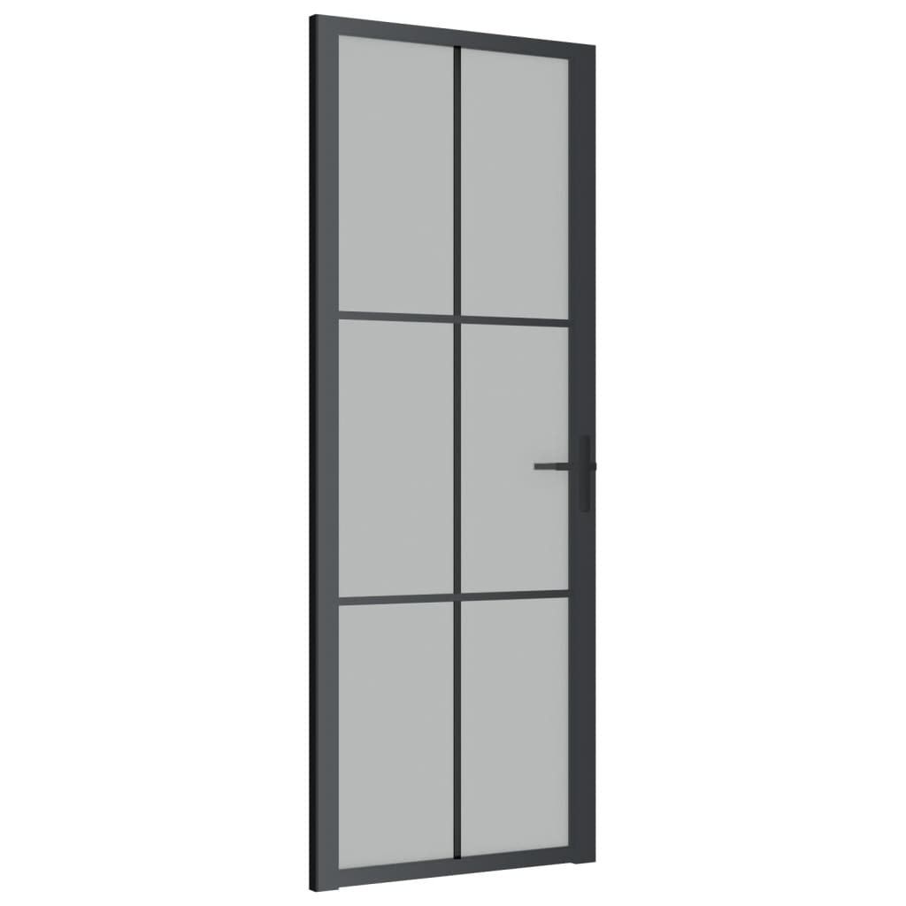 Binnendeur 76X20,5 Cm Glas En Aluminium Zwart En Mat 76 x 201.5 cm 3x2 raster