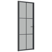 Binnendeur 76x201,5 cm matglas aluminium zwart