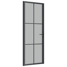 Binnendeur 76X20,5 Cm Glas En Aluminium Zwart En Mat 76 x 201.5 cm 3x2 raster