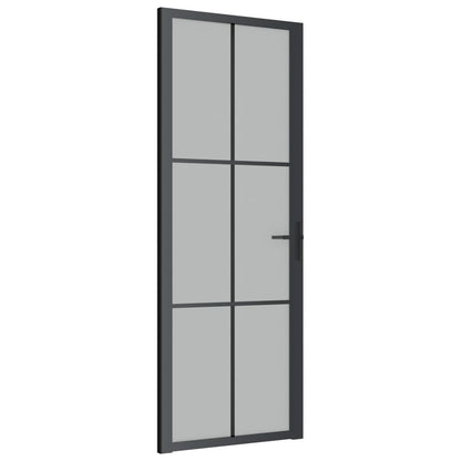 Binnendeur 76X20,5 Cm Glas En Aluminium Zwart En Mat 76 x 201.5 cm 3x2 raster