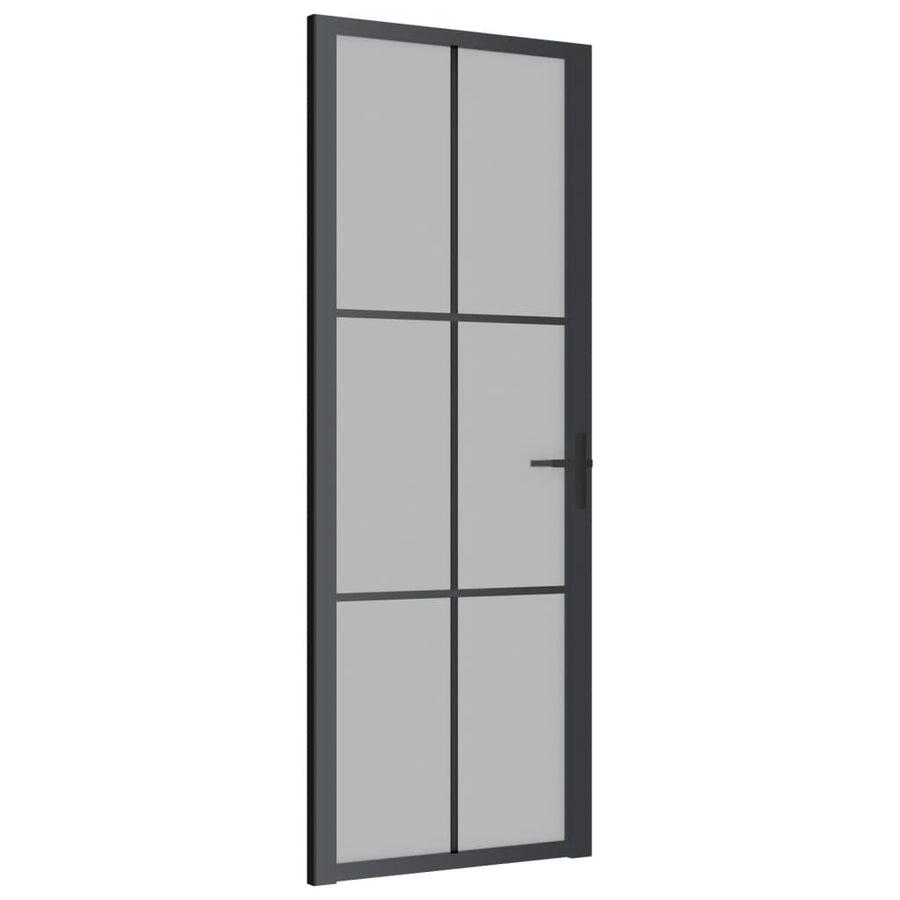 Binnendeur 76X20,5 Cm Glas En Aluminium Zwart En Mat 76 x 201.5 cm 3x2 raster