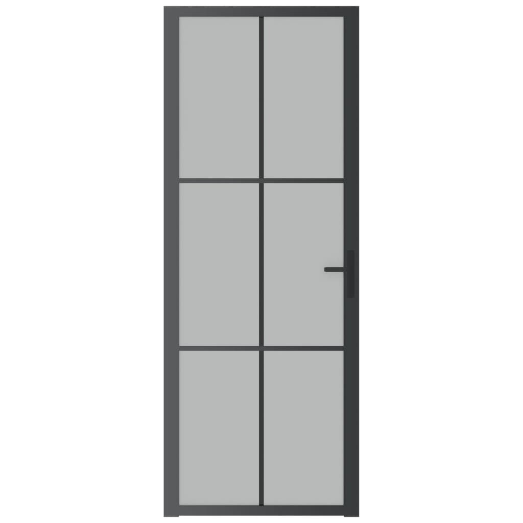 Binnendeur 76X20,5 Cm Glas En Aluminium Zwart En Mat 76 x 201.5 cm 3x2 raster