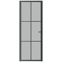 Binnendeur 76X20,5 Cm Glas En Aluminium Zwart En Mat 76 x 201.5 cm 3x2 raster