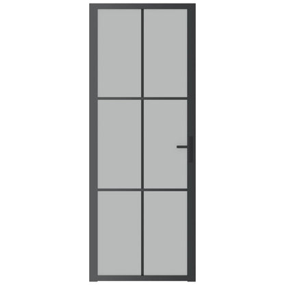 Binnendeur 76X20,5 Cm Glas En Aluminium Zwart En Mat 76 x 201.5 cm 3x2 raster