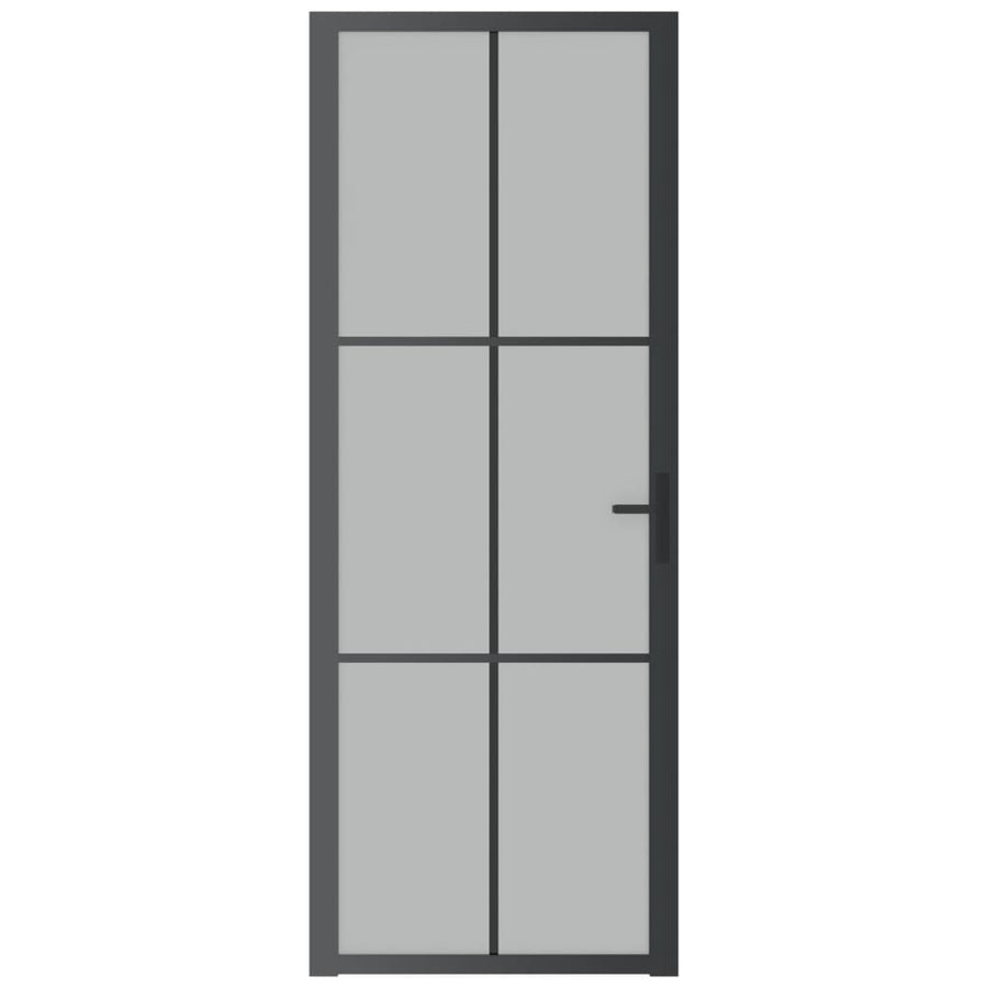 Binnendeur 76X20,5 Cm Glas En Aluminium Zwart En Mat 76 x 201.5 cm 3x2 raster