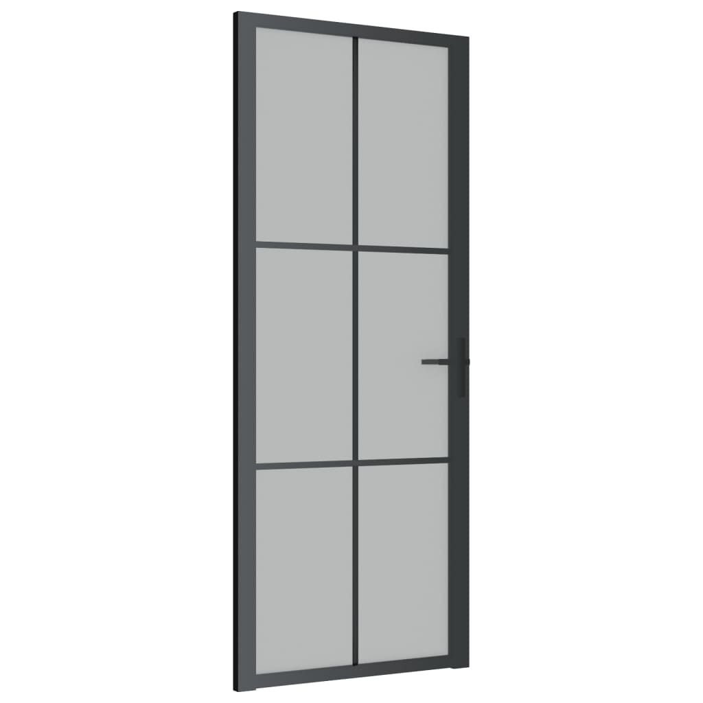 Binnendeur 83X20,5 Cm Glas En Aluminium Zwart En Mat 83 x 201.5 cm 3x2 raster