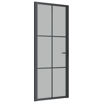 Binnendeur 83X20,5 Cm Glas En Aluminium Zwart En Mat 83 x 201.5 cm 3x2 raster