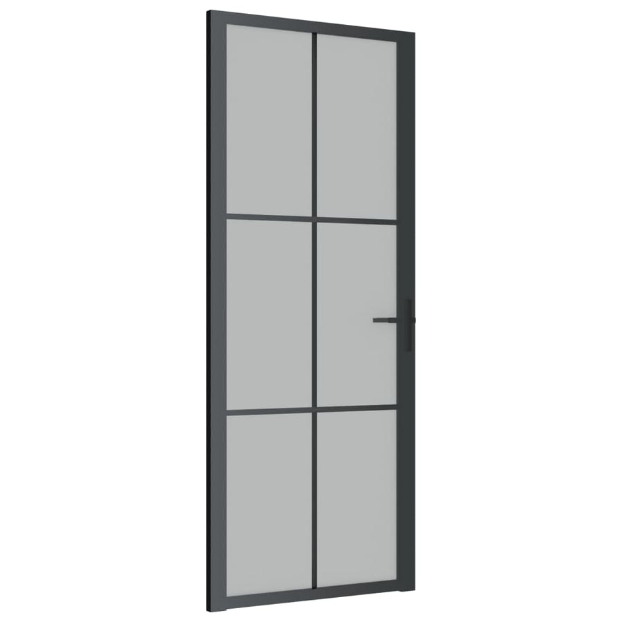 Binnendeur 83X20,5 Cm Glas En Aluminium Zwart En Mat 83 x 201.5 cm 3x2 raster