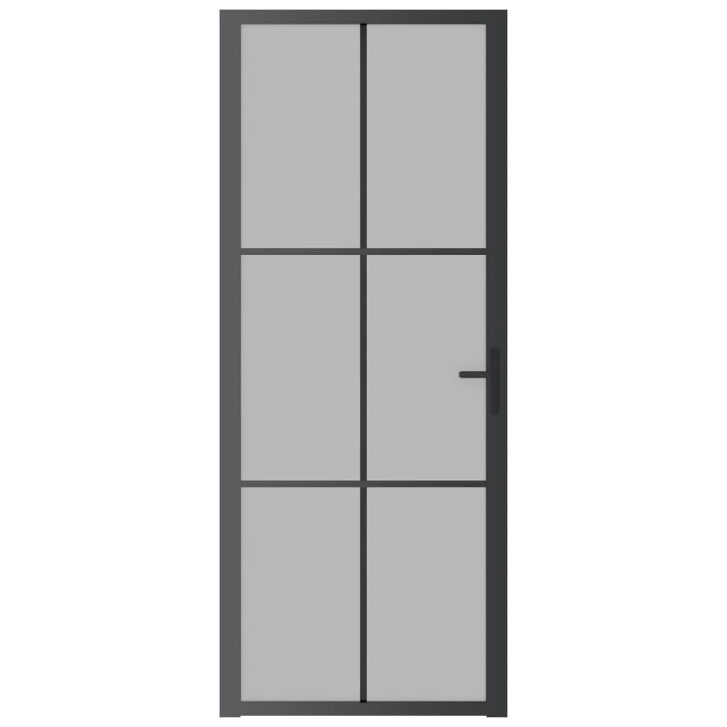 Binnendeur 83X20,5 Cm Glas En Aluminium Zwart En Mat 83 x 201.5 cm 3x2 raster