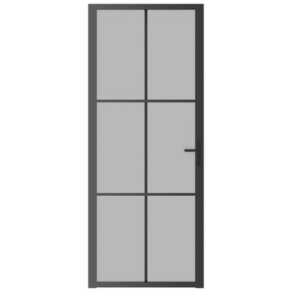 Binnendeur 83X20,5 Cm Glas En Aluminium Zwart En Mat 83 x 201.5 cm 3x2 raster