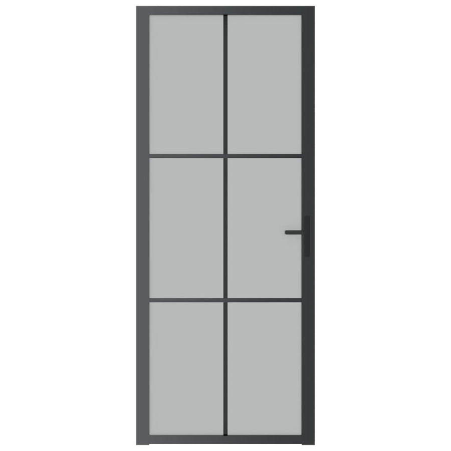 Binnendeur 83X20,5 Cm Glas En Aluminium Zwart En Mat 83 x 201.5 cm 3x2 raster