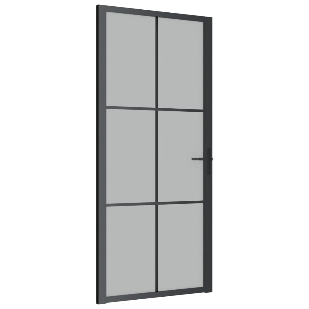 Binnendeur 93x201,5 cm matglas en aluminium zwart 93 x 201.5 cm 3x2 raster