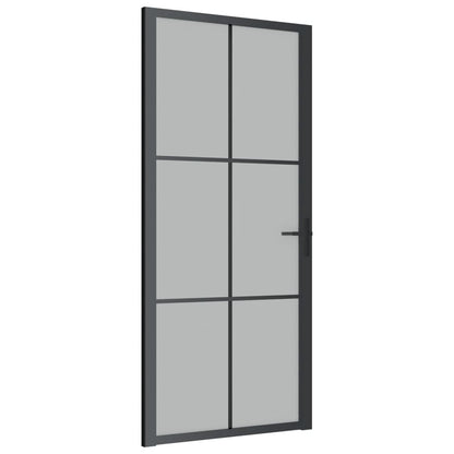 Binnendeur 93x201,5 cm matglas en aluminium zwart 93 x 201.5 cm 3x2 raster