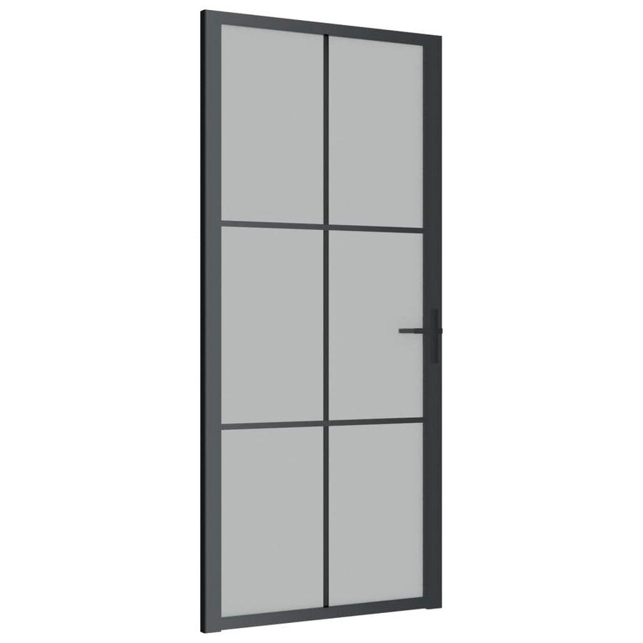Binnendeur 93x201,5 cm matglas en aluminium zwart 93 x 201.5 cm 3x2 raster
