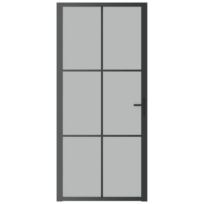 Binnendeur 93x201,5 cm matglas en aluminium zwart 93 x 201.5 cm 3x2 raster
