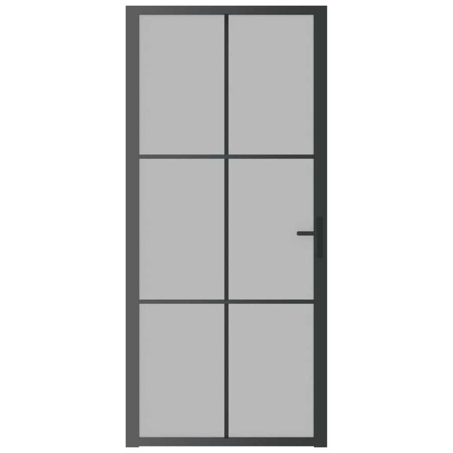 Binnendeur 93x201,5 cm matglas en aluminium zwart 93 x 201.5 cm 3x2 raster