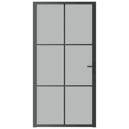 Binnendeur 02,5X20,5 Cm Glas En Aluminium Zwart En Mat 102.5 x 201.5 cm 3x2 raster