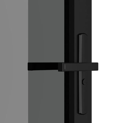 Binnendeur 76X20,5 Cm Esg-Glas En Aluminium Zwart En Donkertransparant 76 x 201.5 cm 2 horizontale stangen