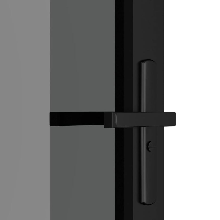 Binnendeur 76X20,5 Cm Esg-Glas En Aluminium Zwart En Donkertransparant 76 x 201.5 cm 2 horizontale stangen