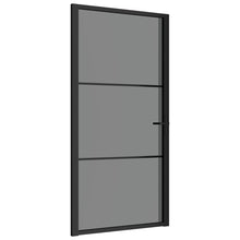 Binnendeur 02,5X20,5 Cm Esg-Glas En Aluminium Zwart En Donkertransparant 102.5 x 201.5 cm 2 horizontale stangen