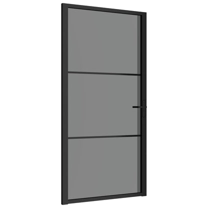 Binnendeur 02,5X20,5 Cm Esg-Glas En Aluminium Zwart En Donkertransparant 102.5 x 201.5 cm 2 horizontale stangen