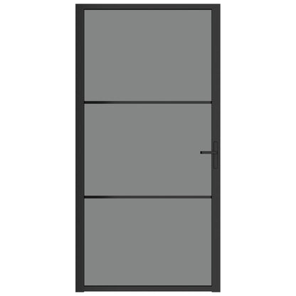 Binnendeur 02,5X20,5 Cm Esg-Glas En Aluminium Zwart En Donkertransparant 102.5 x 201.5 cm 2 horizontale stangen