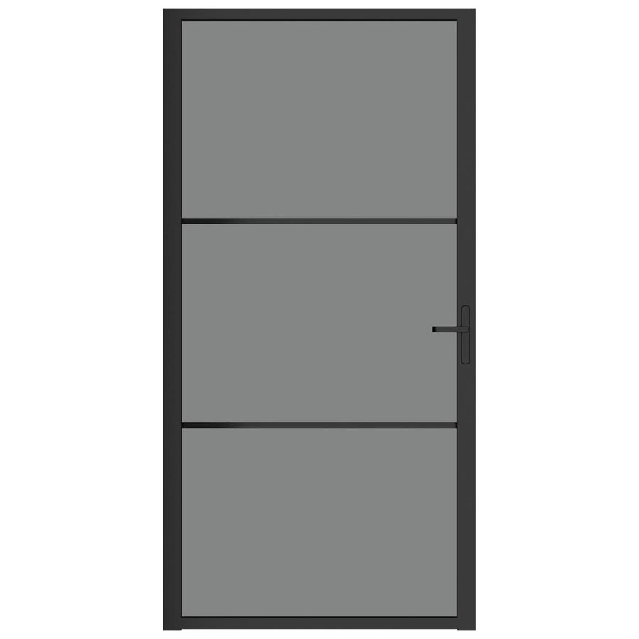 Binnendeur 02,5X20,5 Cm Esg-Glas En Aluminium Zwart En Donkertransparant 102.5 x 201.5 cm 2 horizontale stangen