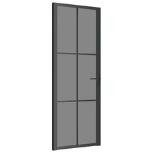 Binnendeur 76X20,5 Cm Esg-Glas En Aluminium Zwart En Donkertransparant 76 x 201.5 cm 3x2 raster